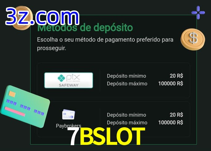 O cassino 7BSLOT oferece uma grande variedade de métodos de pagamento